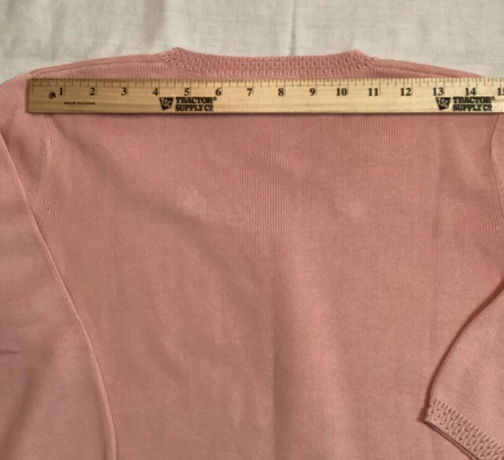 DRESSBARN True Pink Cotten Blend Delicate Pull Over Sweater 3/4 Sleeve Sz Small - Picture 11 of 11